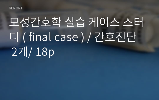 모성간호학 실습 케이스 스터디 ( final case ) / 간호진단 2개/ 18p