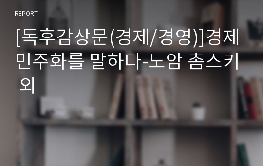 [독후감상문(경제/경영)]경제민주화를 말하다-노암 촘스키 외