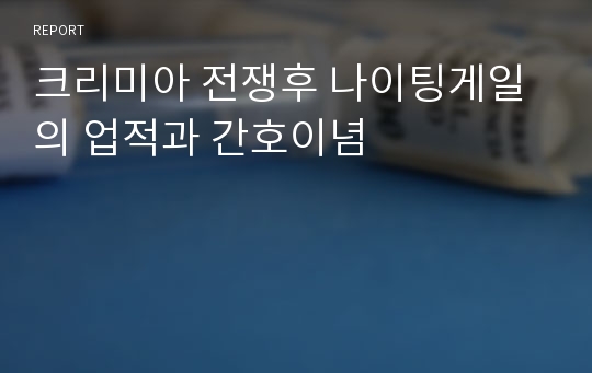 크리미아 전쟁후 나이팅게일의 업적과 간호이념