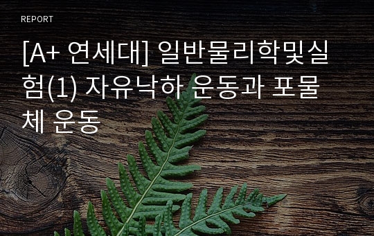 [A+ 연세대] 일반물리학및실험(1) 자유낙하 운동과 포물체 운동