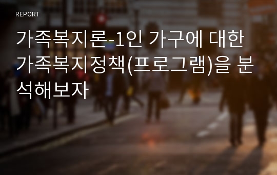 가족복지론-1인 가구에 대한 가족복지정책(프로그램)을 분석해보자