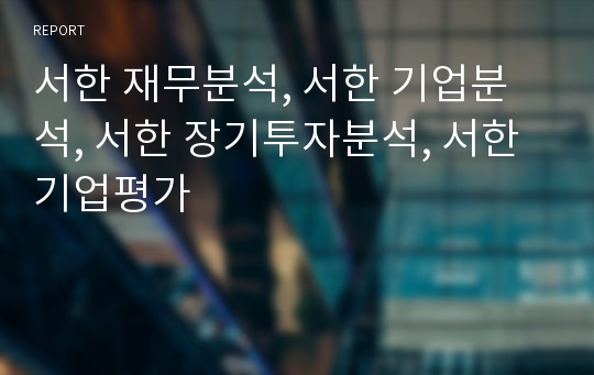 서한 재무분석, 서한 기업분석, 서한 장기투자분석, 서한 기업평가