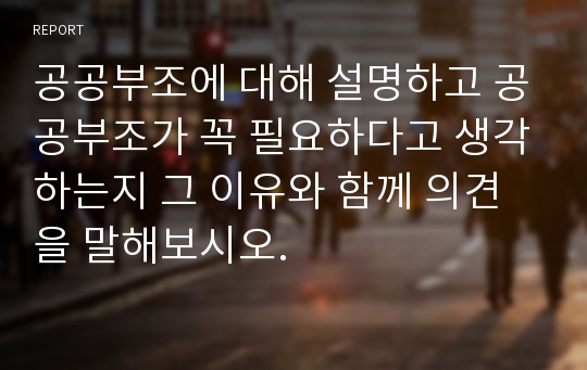 공공부조에 대해 설명하고 공공부조가 꼭 필요하다고 생각하는지 그 이유와 함께 의견을 말해보시오.