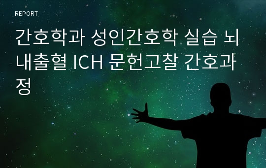 간호학과 성인간호학 실습 뇌내출혈 ICH 문헌고찰 간호과정