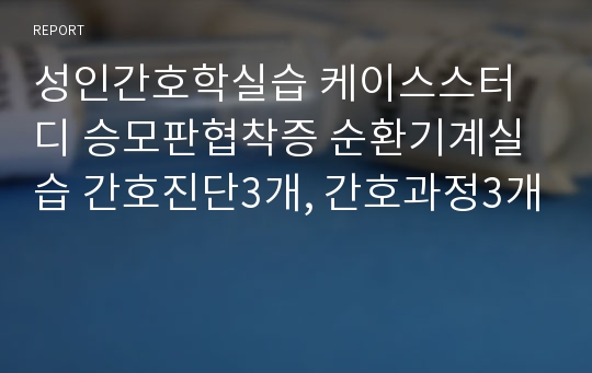 성인간호학실습 케이스스터디 승모판협착증 순환기계실습 간호진단3개, 간호과정3개