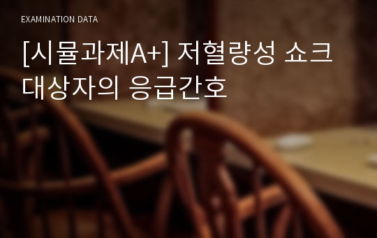 [시뮬과제A+] 저혈량성 쇼크 대상자의 응급간호