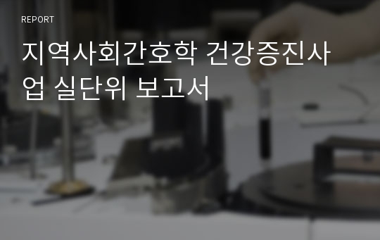 지역사회간호학 건강증진사업 실단위 보고서