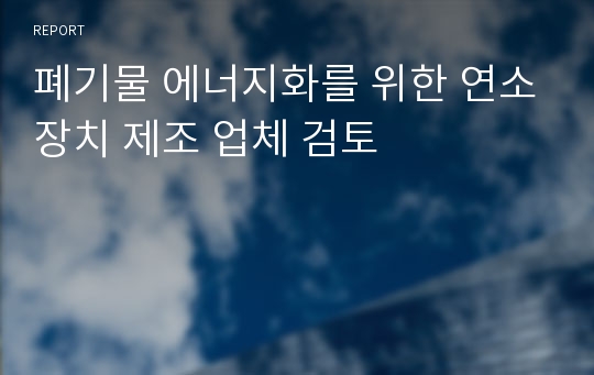 폐기물 에너지화를 위한 연소장치 제조 업체 검토