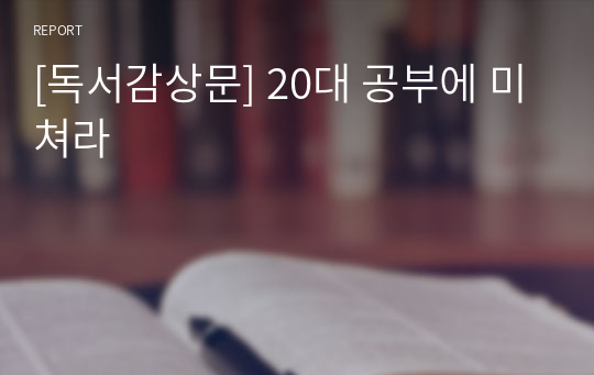 [독서감상문] 20대 공부에 미쳐라