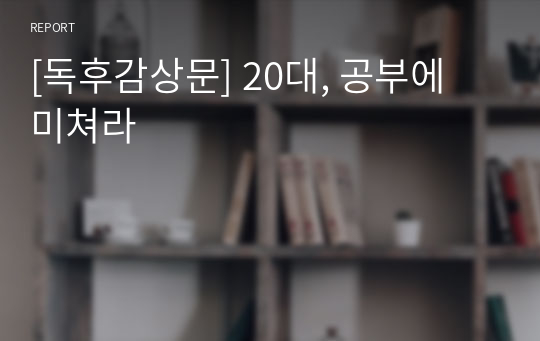 [독후감상문] 20대, 공부에 미쳐라