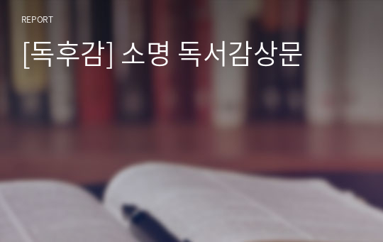 [독후감] 소명 독서감상문