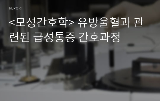 &lt;모성간호학&gt; 유방울혈과 관련된 급성통증 간호과정