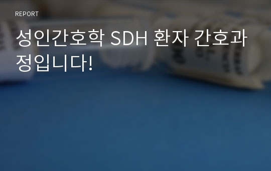 성인간호학 SDH 환자 간호과정입니다!