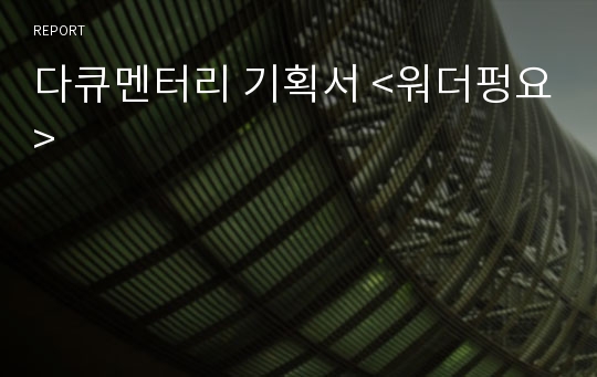 다큐멘터리 기획서 &lt;워더펑요&gt;