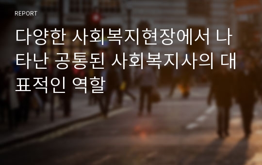 다양한 사회복지현장에서 나타난 공통된 사회복지사의 대표적인 역할