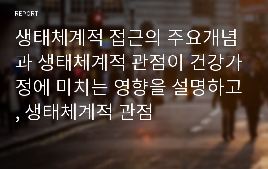 생태체계적 접근의 주요개념과 생태체계적 관점이 건강가정에 미치는 영향을 설명하고, 생태체계적 관점