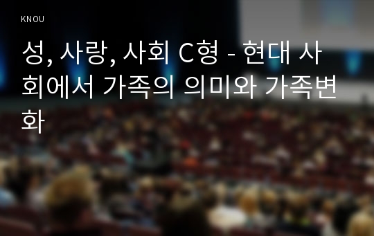 성, 사랑, 사회 C형 - 현대 사회에서 가족의 의미와 가족변화