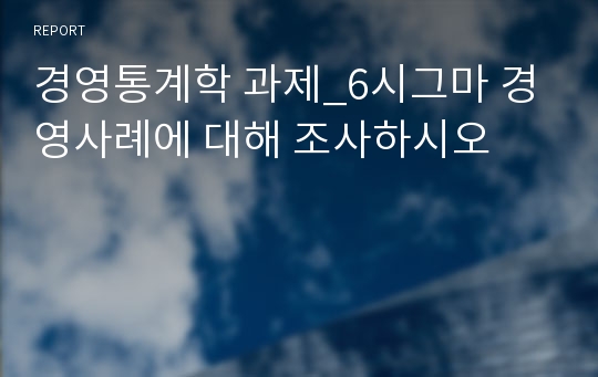 경영통계학 과제_6시그마 경영사례에 대해 조사하시오