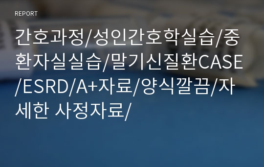 간호과정/성인간호학실습/중환자실실습/말기신질환CASE/ESRD/A+자료/양식깔끔/자세한 사정자료/