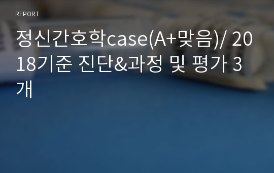 정신간호학case(A+맞음)/ 2018기준 진단&amp;과정 및 평가 3개