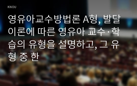 영유아교수방법론 A형, 발달이론에 따른 영유아 교수·학습의 유형을 설명하고, 그 유형 중 한