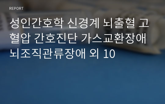 성인간호학 신경계 뇌출혈 고혈압 간호진단 가스교환장애 뇌조직관류장애 외 10