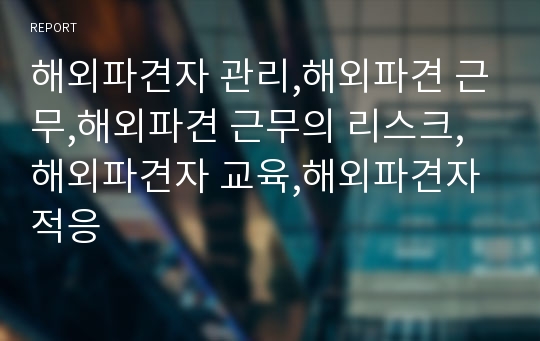 해외파견자 관리,해외파견 근무,해외파견 근무의 리스크,해외파견자 교육,해외파견자 적응