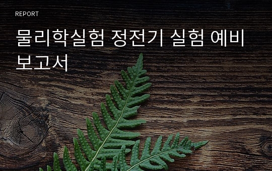 물리학실험 정전기 실험 예비보고서