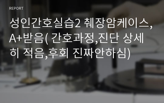 성인간호실습2 췌장암케이스,A+받음( 간호과정,진단 상세히 적음,후회 진짜안하심)