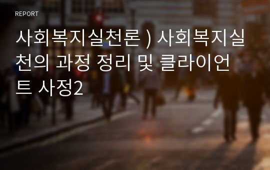 사회복지실천론 ) 사회복지실천의 과정 정리 및 클라이언트 사정2