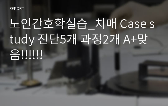 노인간호학실습_치매 Case study 진단5개 과정2개 A+맞음!!!!!!