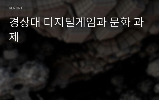 경상대 디지털게임과 문화 과제