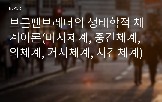 브론펜브레너의 생태학적 체계이론(미시체계, 중간체계, 외체계, 거시체계, 시간체계)