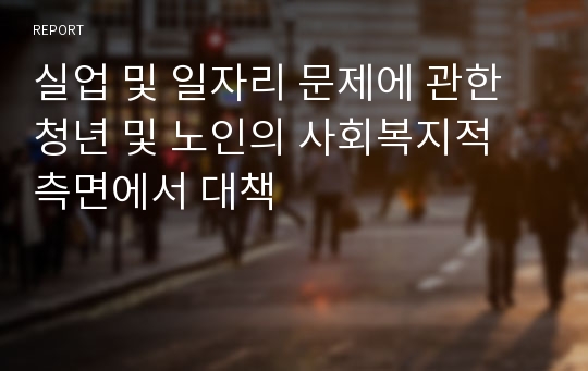 실업 및 일자리 문제에 관한 청년 및 노인의 사회복지적 측면에서 대책