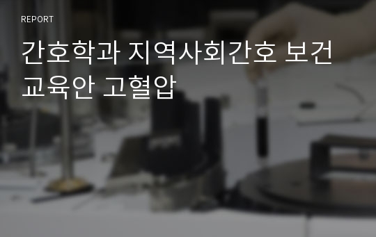 간호학과 지역사회간호 보건교육안 고혈압