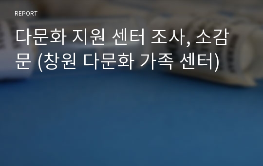 다문화 지원 센터 조사, 소감문 (창원 다문화 가족 센터)