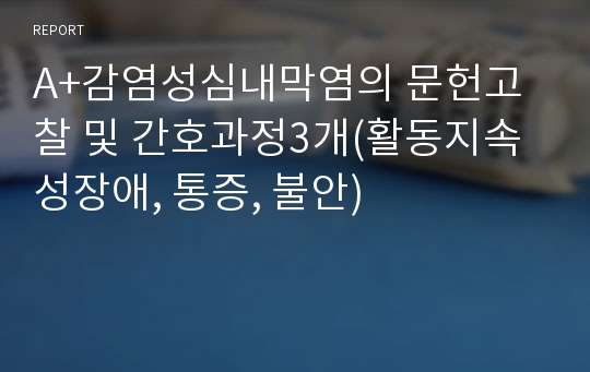 A+감염성심내막염의 문헌고찰 및 간호과정3개(활동지속성장애, 통증, 불안)