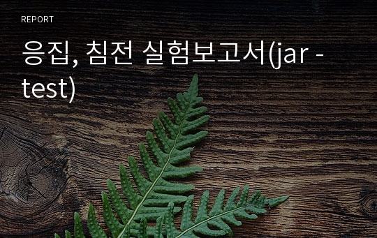 응집, 침전 실험보고서(jar - test)