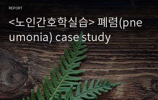 &lt;노인간호학실습&gt; 폐렴(pneumonia) case study