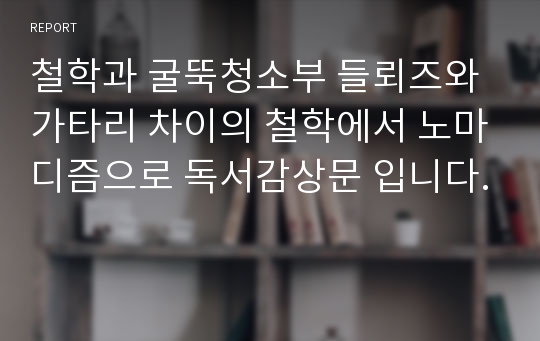 철학과 굴뚝청소부 들뢰즈와 가타리 차이의 철학에서 노마디즘으로 독서감상문 입니다.