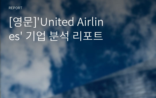 [영문]&#039;United Airlines&#039; 기업 분석 리포트