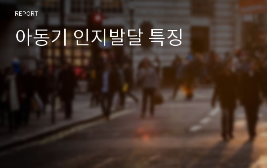 아동기 인지발달 특징