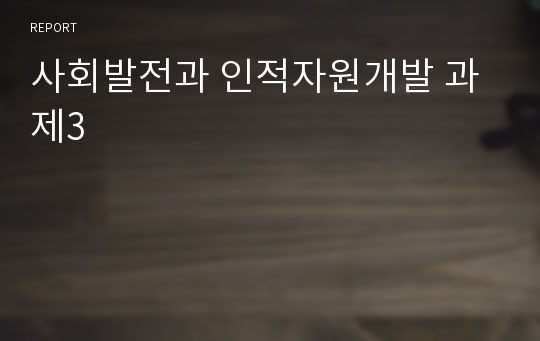 사회발전과 인적자원개발 과제3