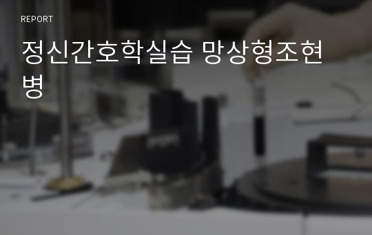 정신간호학실습 망상형조현병