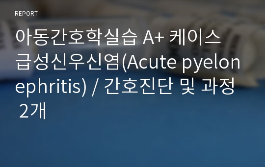 아동간호학실습 A+ 케이스 급성신우신염(Acute pyelonephritis) / 간호진단 및 과정 2개