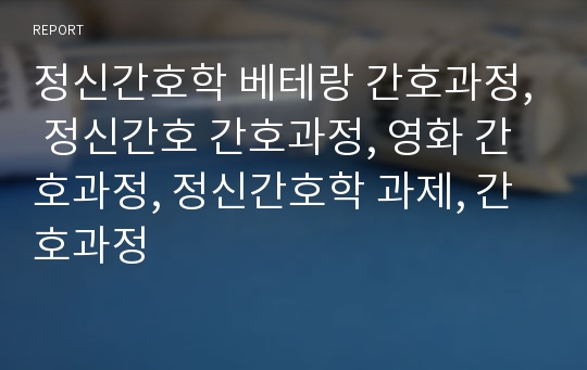 정신간호학 베테랑 간호과정, 정신간호 간호과정, 영화 간호과정, 정신간호학 과제, 간호과정