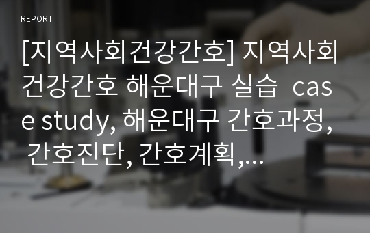 [지역사회건강간호] 지역사회건강간호 해운대구 실습  case study, 해운대구 간호과정, 간호진단, 간호계획, 간호수행, 간호평가, 사례