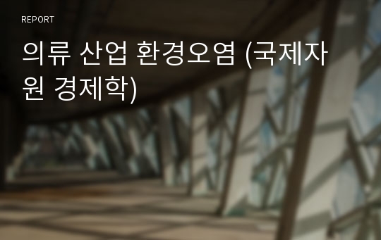 의류 산업 환경오염 (국제자원 경제학)