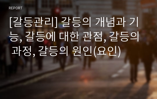 [갈등관리] 갈등의 개념과 기능, 갈등에 대한 관점, 갈등의 과정, 갈등의 원인(요인)