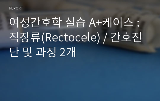 여성간호학 실습 A+케이스 : 직장류(Rectocele) / 간호진단 및 과정 2개